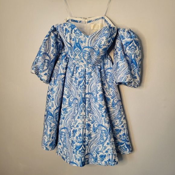 Mestiza New York Poco Poof Tapestry Mini A-Line Dress Blue Pockets Sz 2 - Picture 10 of 16